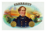 Farragut Brand Cigar Box Label, David Farragut, Admiral in US Navy Prints