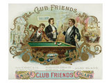 Club Friends Brand Cigar Box Label, Billards Posters