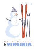 Massanutten, Virginia, Snowman with Skis Poster