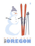 Mount Hood, Oregon, Snowman with Skis Prints