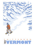 Stylized Snowshoer, Chittendon, Vermont Prints