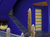 Door and Plants in Jardin Majorelle, Marrakech, Morocco Photographic Print by Darrell Gulin