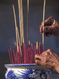Burning Incense for Luck, Vietnam Photographic Print by Keren Su