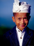 Boy in Formal Dress at Hindu Temple Ceremony, Indonesia Photographic Print by John & Lisa Merrill