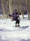 Woman Telemark Skiing Photographic Print by Lee Kopfler