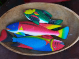 Painted Wood Fish in Wood Bowl, Ecuador Fotografie-Druck von Keren Su