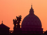 St. Peter's Basilica and Statues on Ponte St. Angelo, Vatican, Rome, Italy Photographic Print by David Barnes