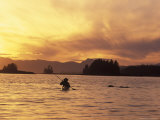 Solo Kayaker Enjoys Sunset, Ketchikan, Alaska, USA Photographic Print by Howie Garber