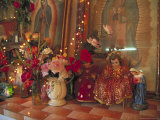 Altar with Candles, Flowers, and Spiritual Imagery for the Day of the Dead Celebration, Mexico Photographic Print by Judith Haden
