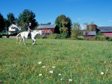 Woman Riding Horseback on Skiff Mountain, Litchfield Hills, Connecticut, USA Photographic Print by Jerry & Marcy Monkman