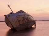 Sunrise on Fishing Boat Washed Ashore During Hurricane Opal, Pensacola Bay, Florida, USA Photographic Print by Maresa Pryor