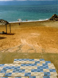 Checkered Foot Mats Lead to the Dead Sea, Dead Sea Hotel and Spa, Jordan Lámina fotográfica por Cindy Miller Hopkins