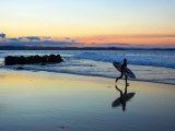 Surfer at Dusk, Gold Coast, Queensland, Australia Photographic Print by David Wall