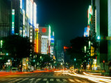 Expensive Shopping District with Night Traffic, Ginza Area, Tokyo, Japan Photographic Print by Bill Bachmann