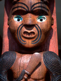 Maori Carving on Arataki Visitors Centre, Waitakere Ranges, Auckland Photographic Print by David Wall