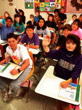 Students Raising Hands in 8th Grade Math Class Photographic Print by Bill Bachmann