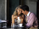 Young Couple Talking in Cafe Photographic Print by Bill Bachmann