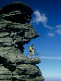 Mountain Biker and Rock Tor, Dunstan Mountains, Central Otago Photographic Print by David Wall Mountain Biker and Rock Tor, Dunstan Mountains, Central Otago Photographic Print by David Wall
