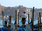 Gondolas Moored along Grand Canal, Venice, Italy Photographic Print by Lisa S. Engelbrecht