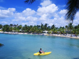 Kayaking near Novotel Hotel at Grand Bay Beach, Guadeloupe Photographic Print by Bill Bachmann