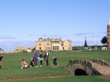 18th Hole and Fairway at Swilken Bridge Golf, St Andrews Golf Course, St Andrews, Scotland Photographic Print by Bill Bachmann