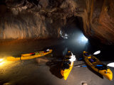 Sea Kayaks, Pink Cathedral Sea Cave, Matanaka Caves, Waikouaiti, Dunedin, New Zealand Photographic Print by David Wall Sea Kayaks, Pink Cathedral Sea Cave, Matanaka Caves, Waikouaiti, Dunedin, New Zealand Photographic Print by David Wall