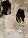 Ancient Anasazi Ruins and Cliff Dwellings in Rock, Bandlelier National Monument, New Mexico, USA Photographic Print by Charles Sleicher