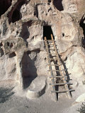 Ancient Anasazi Ruins and Cliff Dwellings in Rock, Bandlelier National Monument, New Mexico, USA Photographic Print by Charles Sleicher