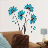 Teal Lotus Flowers - Duvar Çıkartması