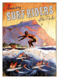 Amazing Surfriders of the Pacific Giclee Print
