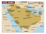 Saudi Arabia Map, Photographic Print
