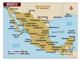 Map of Mexico, North America Lámina fotográfica