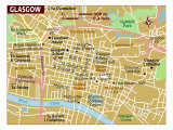 Map of Glasgow, United Kingdom, Europe, Photographic Print