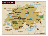 Map of Switzerland, Europe Lámina fotográfica