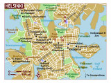Map of Helsinki, Europe Photographic Print