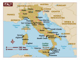 Map of Italy, Europe Lámina fotográfica