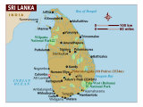 Map of Sri Lanka, Indian Sub-Continent Lámina fotográfica