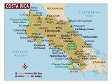 Map of Costa Rica, Central America Photographic Print
