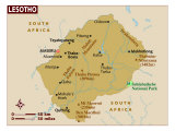 Map of Lesotho, Africa Photographic Print