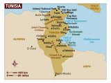 Map of Tunisia, Africa Photographic Print