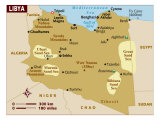 Map of Libya, Africa, Giclee Print