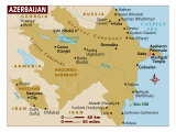 Map of Azerbaijan, Europe Photographic Print