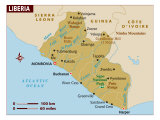 Map of Liberia, Africa Fotografie-Druck