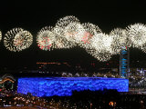 Fireworks over Water Cube, 2008 Summer Olympics, Beijing, China Photographic Print