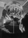 Scientist Alexander Simkovich Working on a Us Artificial Satellite Lámina fotográfica por Hank Walker