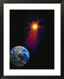 Image de la Terre et d'une étoile qui brille Posters par Ron Russell