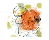 Orange Liquid Flower Fotoprint van Jan Weiss