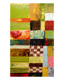 Abstract Color Study With Checkerboard And Stripes Giclee Print by Michelle Calkins