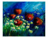 Red Poppies And Daisies reproduction procédé giclée par Veronique Radelet