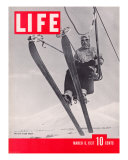 Skier Riding the Chair Lift at Sun Valley Ski Resort, March 8, 1937 Photographie par Alfred Eisenstaedt
